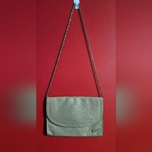 Vintage Bueno Grey Faux Ostrich Leather Clutch